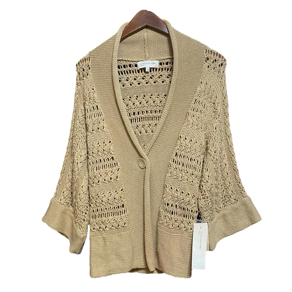 Jones New York Tan Palomino Crochet Jacket S / M